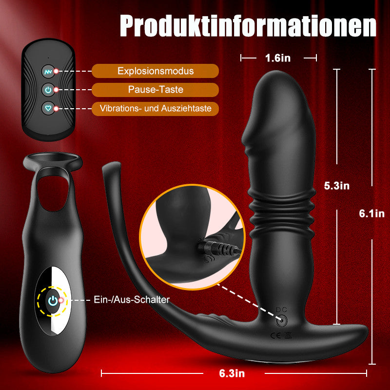 【Orgasmus 】SAUL 3 teleskopischer 10 Vibrations Doppel-Penisring Prostata Vibrator