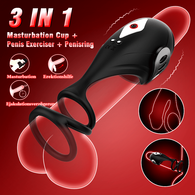 3-in-1 Glans Trainer Masturbation Cup mit Penisring