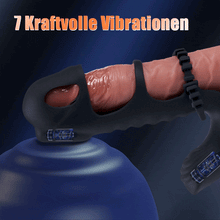 Laden Sie das Bild in den Galerie-Viewer, Lucifer - Dual-Motor-7-Vibrations-Penis-Hülse und Vibrator 2-in-1 Erwachsenenspielzeug