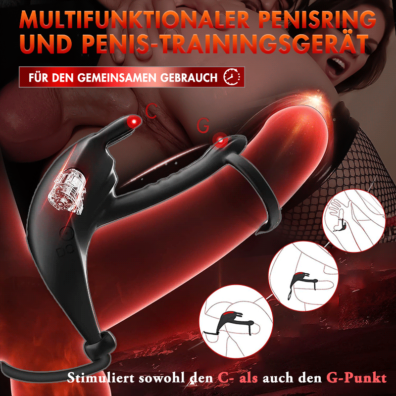 Ring-Vibrator, Sexspielzeug für Paare, Extremer Doppel-Penisring, Hodenring, Sexspielzeug, Silikonring, Kaninchen-Vibrat