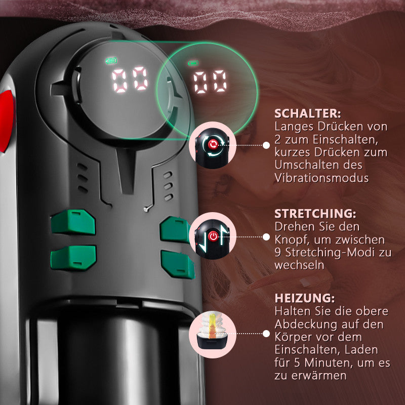 9 Stoßen Vibrieren Saugen Heizen Masturbator Cup