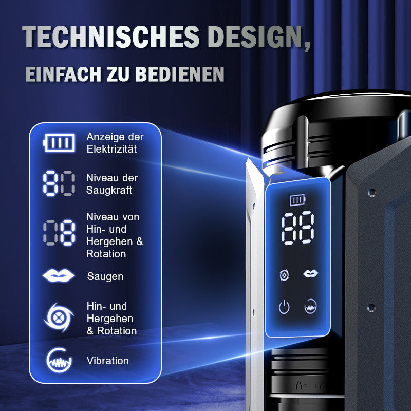 100% Wasserdicht 4 IN 1 Automatischer Masturbator für Männer, Die realistische Zunge dreht sich um 360°, um jeden empfindlichen Punkt der Eichel zu lecken und zu necken.