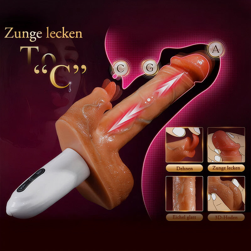 Sexmaschine, 90°, automatisch verstellbarer Vibrator mit 8 stoßenden, vibrierenden und leckenden Dildos