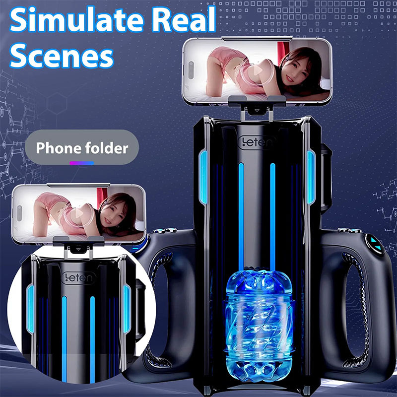 LETEN Masturbator mit 10 stoßenden Hochgeschwindigkeits und Telefonhalter