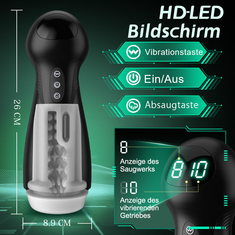 Evolution-8 Sucking 10 Vibrating One Touch Orgasm Digital Vacuum Masturbator