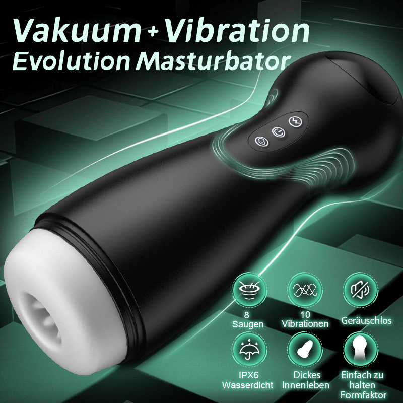 Evolution-8 Sucking 10 Vibrating One Touch Orgasm Digital Vacuum Masturbator
