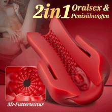 Laden Sie das Bild in den Galerie-Viewer, Red Fury Armour – Penispumpe mit 9 Saugstufen, rotem Mund und strukturiertem Tunnel