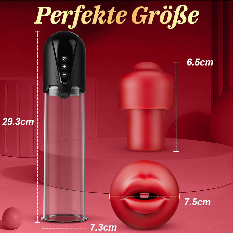 Red Fury Armour – Penispumpe mit 9 Saugstufen, rotem Mund und strukturiertem Tunnel