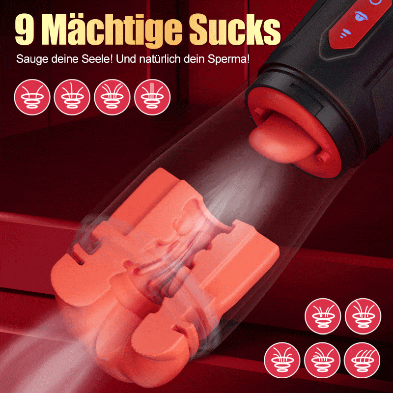 Liebesbiss- 9 vibrierende, 9 saugende, 9 rotierende, hörbare männliche Masturbatoren mit Ko