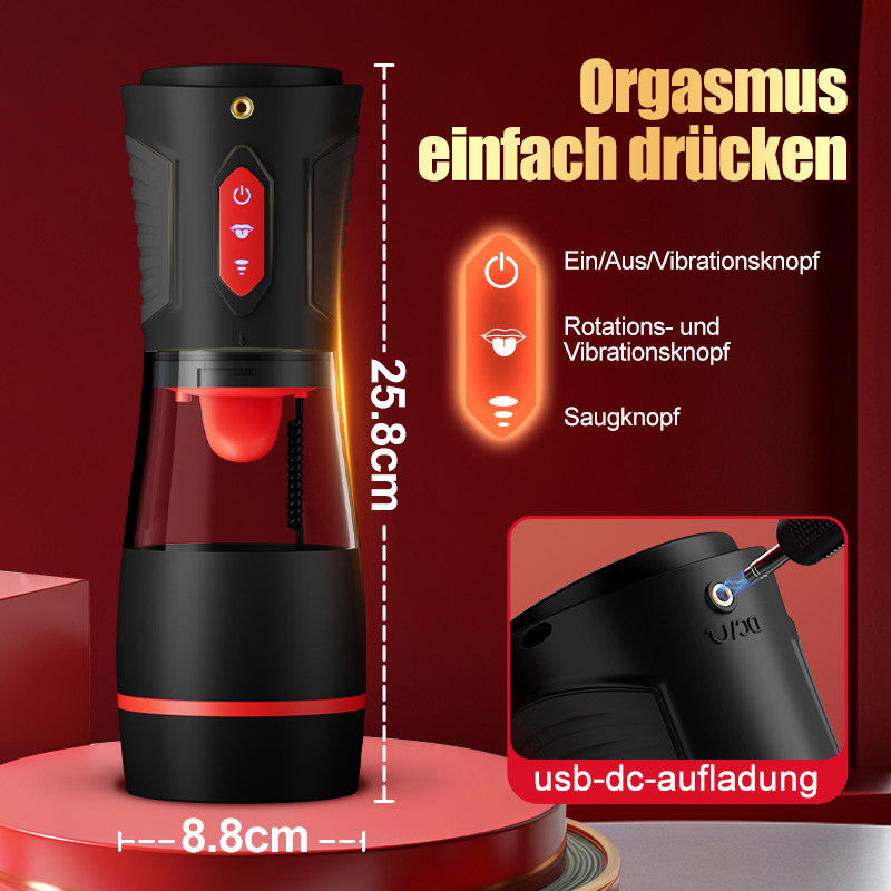 Liebesbiss- 9 vibrierende, 9 saugende, 9 rotierende, hörbare männliche Masturbatoren mit Ko