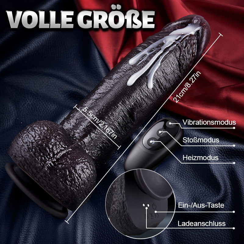 Kronos - 8,27'' Dicker schwarzer Stoß-Dildo mit Heizfunktion und intensiver Fülle für tiefes Dehnungsgefühl