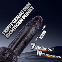 Laden Sie das Bild in den Galerie-Viewer, Kronos - 8,27'' Dicker schwarzer Stoß-Dildo mit Heizfunktion und intensiver Fülle für tiefes Dehnungsgefühl