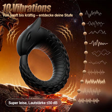 Laden Sie das Bild in den Galerie-Viewer, Dragon Thunder – Cock‑Ring mit 10 Vibrationsstufen, langlebiges Silikontoy