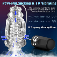 Laden Sie das Bild in den Galerie-Viewer, Automatischer Penispumpen Masturbatoren mit 10 Vibrationsmodi und Saugmodi