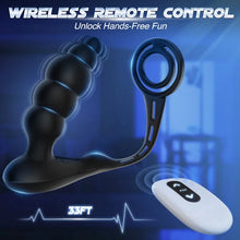 Laden Sie das Bild in den Galerie-Viewer, 3 in 1 Analkugeln Prostatamassager Dual Penisringe Analvibrator Spielzeug