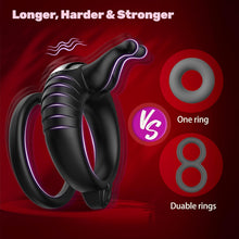 Laden Sie das Bild in den Galerie-Viewer, Doppelter Cockring Penistrainer Vibrator mit 10 Kraftvollen Vibrationsmodi