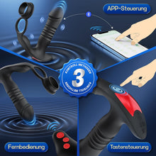 Laden Sie das Bild in den Galerie-Viewer, 3 in1 Penisring Analvibratoren Prostata Stimulation mit 7 Stoßfunktion 7 Vibrationsmodi