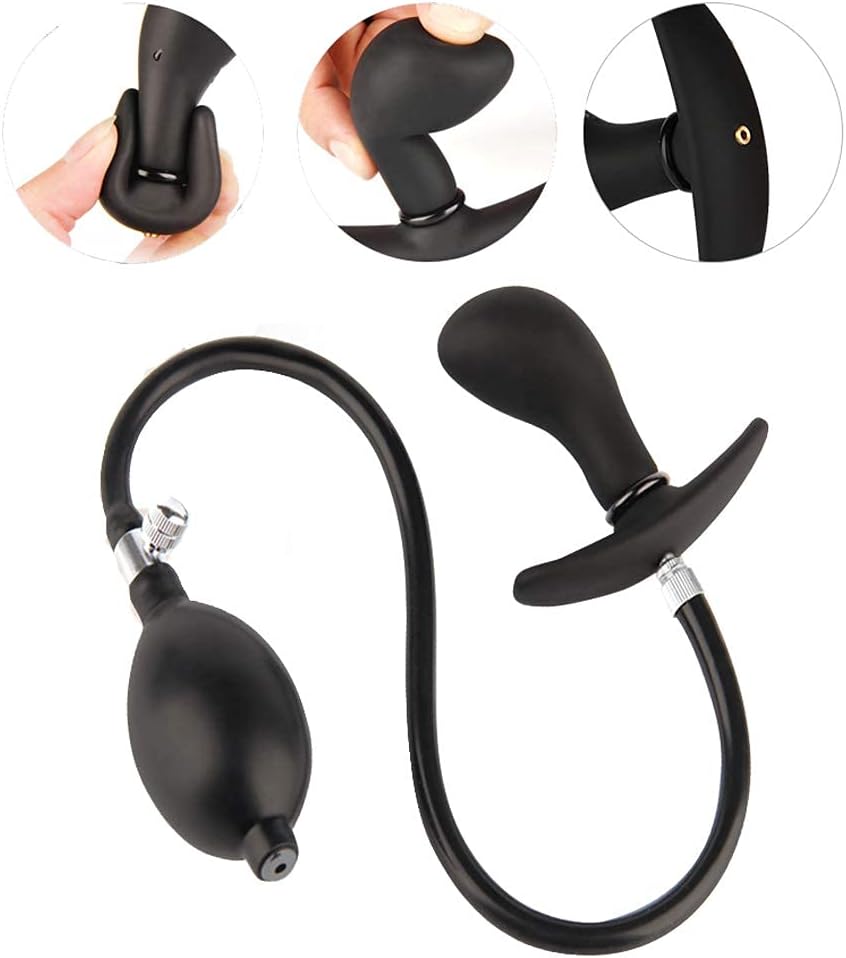 Aufblasbarer Butt Plug Prostata Massagegerät mit Metallport, Anal Sex Toy für Anfänger Fortgeschrittene Anal Plug für Männer Frauen Prostata Vagina Stimulation