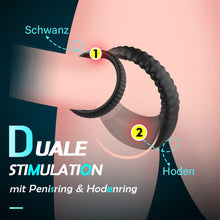 Laden Sie das Bild in den Galerie-Viewer, Dual Penisring Vibratoren mit starken Stimulation Dehnbar Cockring aus Silikon Penis Ringe für langes Spiel, Penis stimulator für Sex Männer und Paare