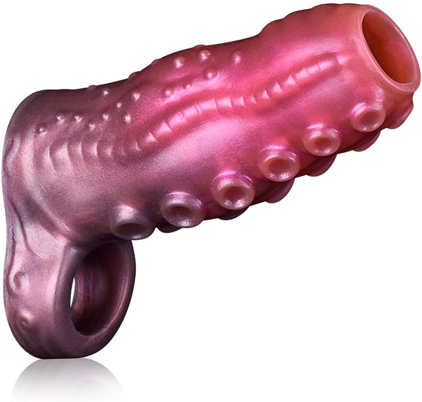 Monster Penis Sleeve, Silikon Penishülle mit Hodenring, Penismanschetten, Penis Dildo Manschette, Sexspielzeug für Männer zür Penis Vergrößerung Verlängerung