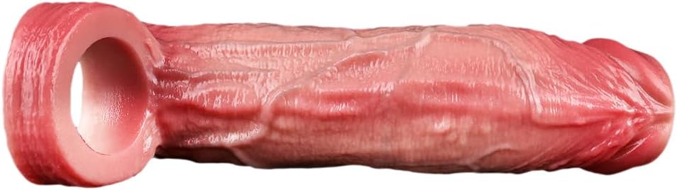 Flüssigsilikon Realistische Penishülle mit Hodenring und Venenstruktur Penismanschetten Cock Sleeve für Penisvergrößerung und Zeit Verlängern Penis Sleeve Extrem Sexspielzeug für Männer