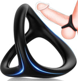 Mecofy Dreieckiger Penisringe, Premium Dehnbarer Silikon Penisring für Sex Männer, Pleasure Ring mit Hodensack-Ring Gürtel, Erotik Sexspielzeuge für Männer Paare, Schwarz