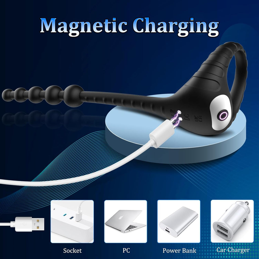 3-in-1 Lustmeister Penisring Analperlen Butt Plug mit 10 Vibration