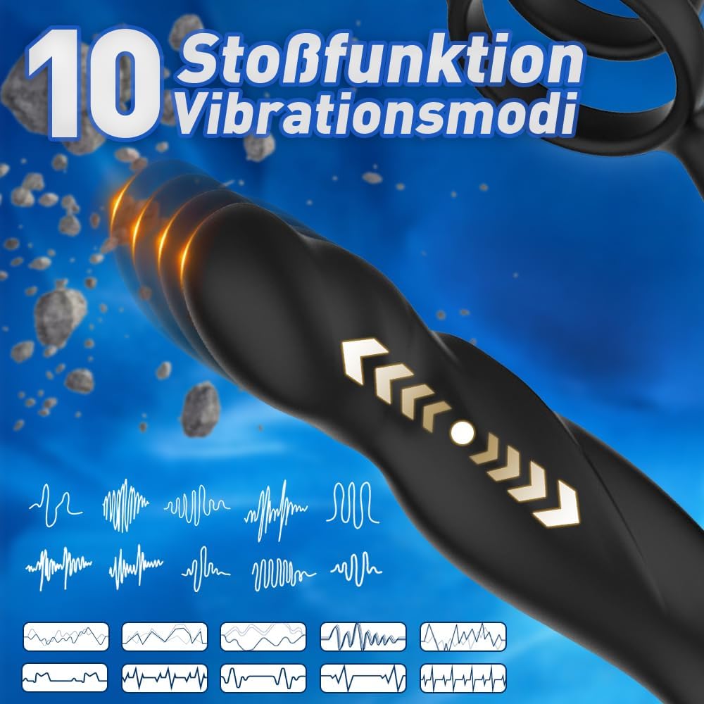 Analvibratoren Prostata Stimulation Männer 10 StoBfunktionmodi Analspielzeuge für Vaginaler Anal,APP Fernbedienung Penisring Schub Dildo Buttplug Sex Spielzeug für Männer Paare