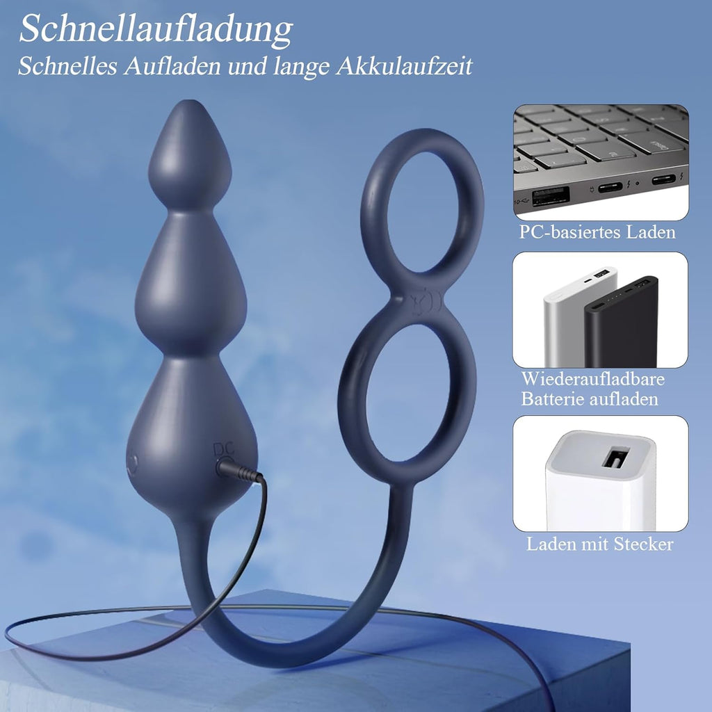 Analvibrator mit Penisring Hodenring,Analplug Analkugeln mit 10 Vibrationsmodus Fernbedienung,Vibrator Vibration Vibratorensets Analspielzeuge erotisches Sex Spielzeug für die Männer