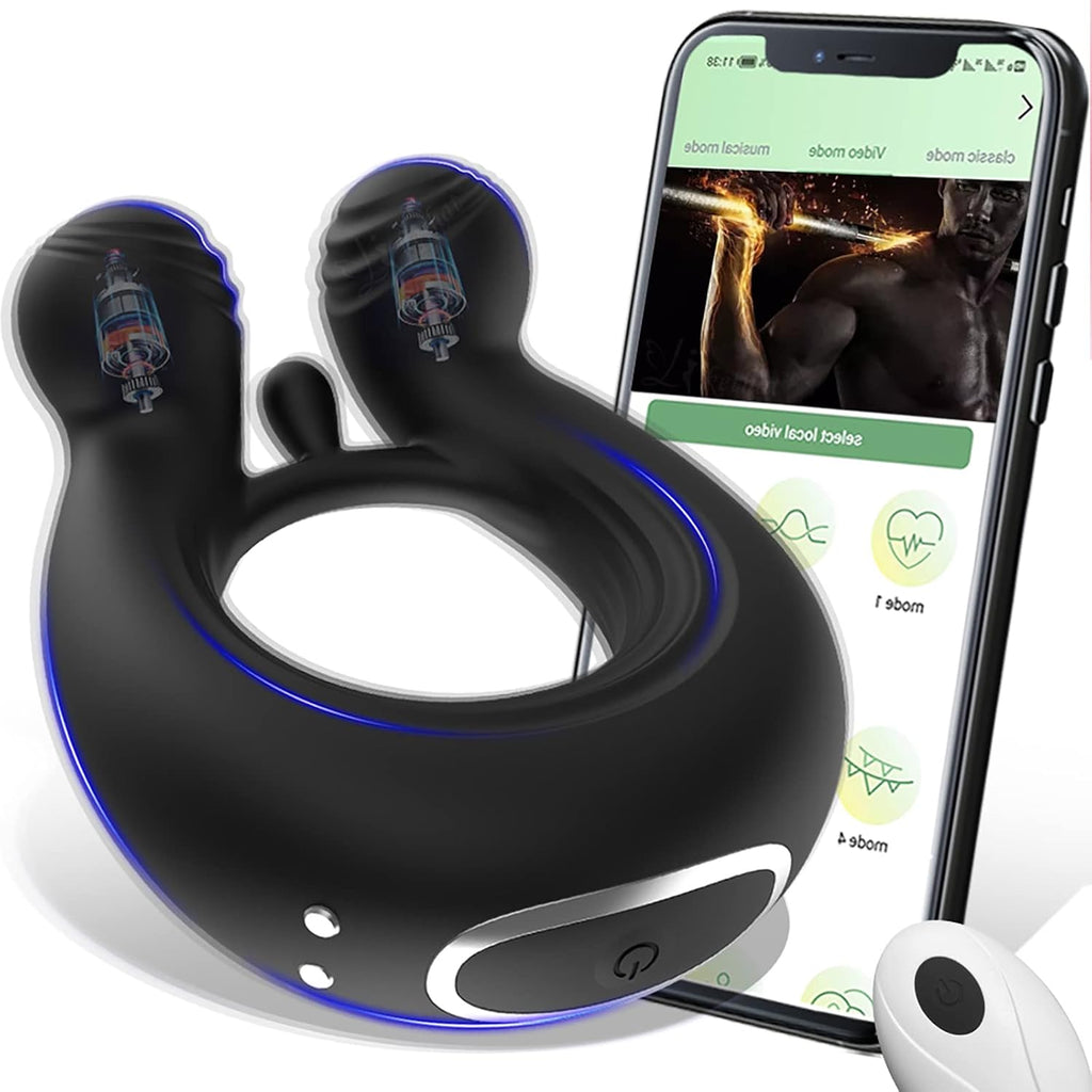 Vibrator mit APP-Steuerung Silikon Cockring für Penis/Hoden Stimulation, 3 IN 1 MULTIFUNKTIONALES DESIGN, 9 Vibrationsmodi, Wasserdichter Hodenringe Paarvibrator Sexspielzeug für Männer