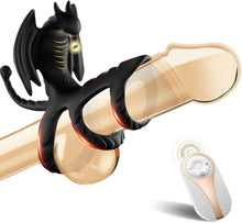 Laden Sie das Bild in den Galerie-Viewer, 3 in1 Penisring Penis Vibrator Sex Spielzeug für die Männer Paare Extrem, Drachen Cockring Hodenring mit 10 Vibrationsmodi für Klitoris Stimulation &amp; Penis Vergrößerung Zeit Verlängern