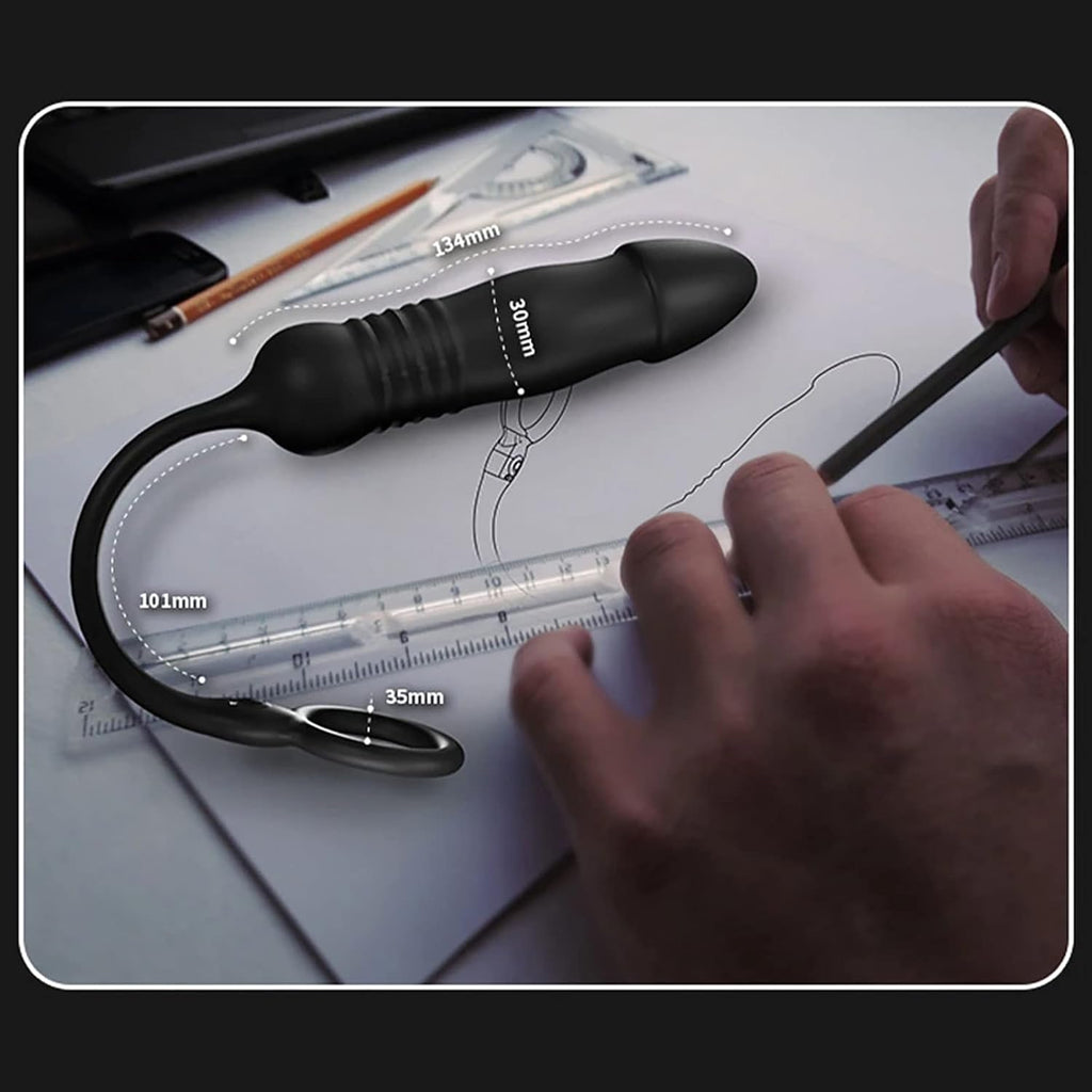 Männlicher Prostata Stimulator Massagegeräte Analvibratoren mit Penisring Fernbedienung Teleskop Vibrator mit 3 Vibrationsmodi+3 Schubmodi Analplug Dildo Sexspielzeug für Männer