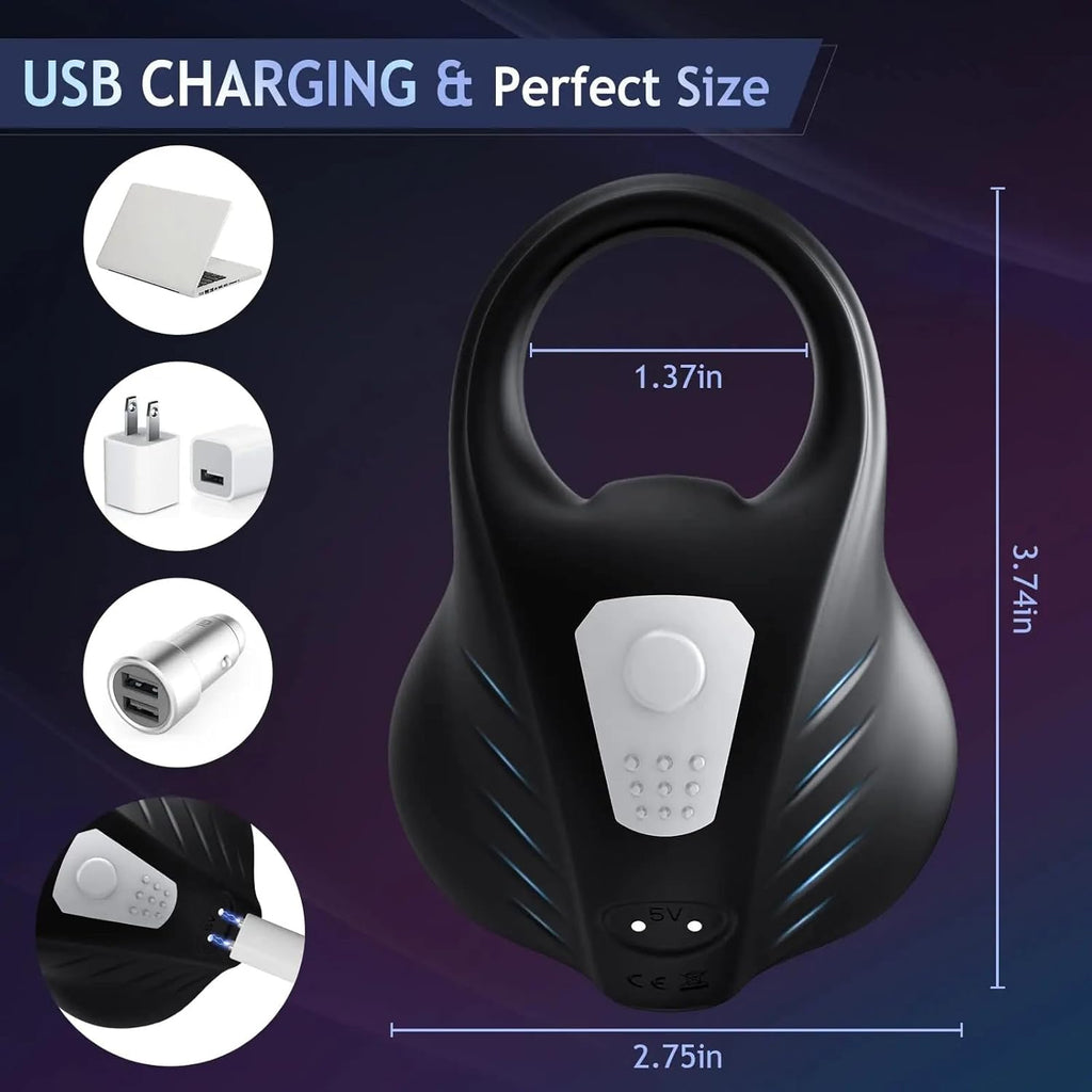 2 in 1 Vibrierender Penisring mit 9 Vibrationsmodi und Fernbedienung Cockring Vibrator Sexspielzeug für Männer SM Herren Penisringe Vibratoren Massagegerät Langwährende Erektion Hodenvibrator