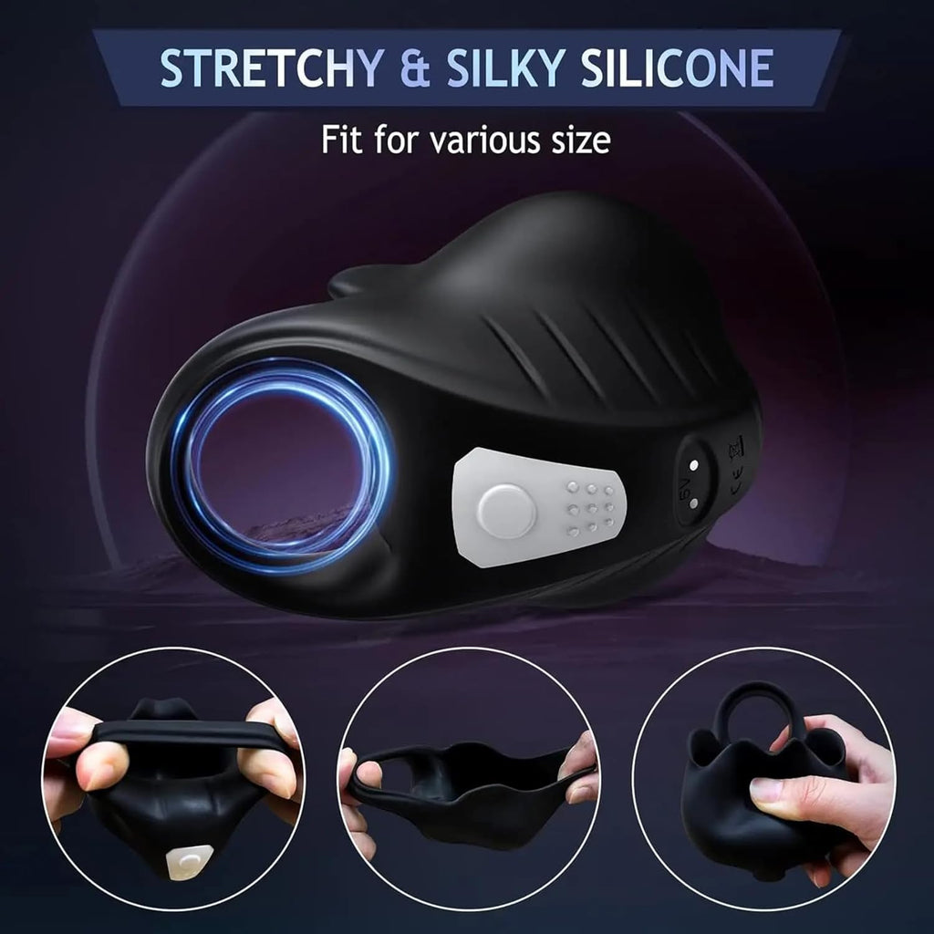 2 in 1 Vibrierender Penisring mit 9 Vibrationsmodi und Fernbedienung Cockring Vibrator Sexspielzeug für Männer SM Herren Penisringe Vibratoren Massagegerät Langwährende Erektion Hodenvibrator