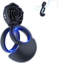 Laden Sie das Bild in den Galerie-Viewer, Männliche Blumenform Penisring Hoden Vibrierendes Sexspielzeug mit 10 Vibrationsmodi Penisring Vibrator Massage Penis Hoden Langanhaltende Erektion Sexspielzeug für Männer Paare
