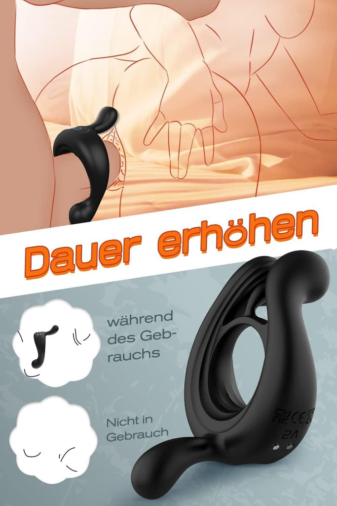 Penisring Vibrator, Penis Ring Sex spielzeug für Die Paare Penis Massagegerät für Langwährende Erektion, Sex Spielzeug für Die Männer mit 9 Vibrationsmodi, Erotisches Sexspielzeug Sex Toyset Damen