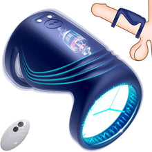 Laden Sie das Bild in den Galerie-Viewer, Penisring Vibrator Silikon Dual Cockring mit Fernbedienung Stimulation Masturbieren Penis Trainer mit 10 Vibrationsfrequenz Modi Stimulator Sexspielzeug für Männer und Paare