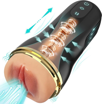 Elektrischer Masturbator Cup 10 Vibration mit 5 Saugmodi Sex Spielzeug für die Männer solo Sex Toys Masturbieren für Männer Taschenmuschi Penis Masturbatoren mit 3D Realistischer Vagina Pussy