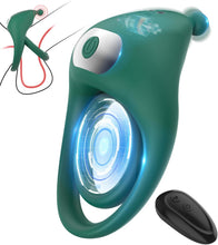 Laden Sie das Bild in den Galerie-Viewer, Dual Penisringe Vibrator, Dehnbarer Vibratorensets für Männer Sexspielzeug mit 10 Modi Penis Stimulation G-Punkt Vibrator, Erotik Sex Spielzeug für die paare, Grün