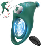 Dual Penisringe Vibrator, Dehnbarer Vibratorensets für Männer Sexspielzeug mit 10 Modi Penis Stimulation G-Punkt Vibrator, Erotik Sex Spielzeug für die paare, Grün