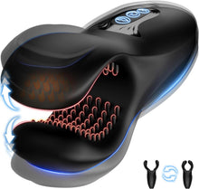 Laden Sie das Bild in den Galerie-Viewer, Zusammendrückbarer männlicher Masturbator-Penis-Vibrator-Trainer mit 10 Vibrationen 10 Beißmodi Silikon-Penismassagegerät Stroker, männlicher Vibrator verlängert die Ausdauer Sex Spielzeug
