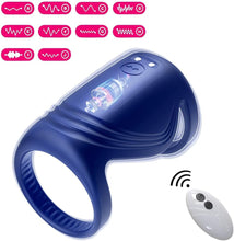 Laden Sie das Bild in den Galerie-Viewer, Penisring Vibrator Silikon Dual Cockring mit Fernbedienung Stimulation Masturbieren Penis Trainer mit 10 Vibrationsfrequenz Modi Stimulator Sexspielzeug für Männer und Paare