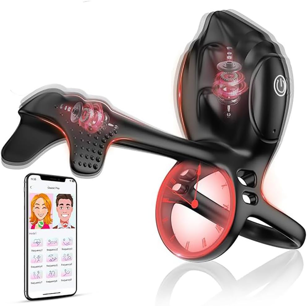 Prostata Vibrator APP Steuerung Silikon Penisring Vibratoren Cockring Erotisches Sexspielzeug, Mit 10 Vibrationsmodi Cockring Penistrainer Massagegerät Hodenring-Vibrator für Männer Solo