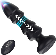 Laden Sie das Bild in den Galerie-Viewer, Anal Vibratoren Analvibrator, Buttplug mit 5 Teleskopmodi, Prostata Stimulator mit Fernsteuerung, Anal Butt Plug Dildo Vibrationen Sexspielzeug für Männer Frauen Paare (Dunkelschwarz)