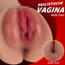 Laden Sie das Bild in den Galerie-Viewer, Realistischer Masturbator Taschenmuschi Silikon Masturbieren Sex Spielzeug mit 6D Klitoris Doppelkanal Masturbator Groß für Mann 2 in 1 Anal Erotik Sexspielzeug für die Männer solo