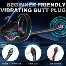 Laden Sie das Bild in den Galerie-Viewer, Elektrisch Penisring für die Männer Doppelmotor Hoden Analvibratoren 10 Vibrationsmodi Cockring Analplug Vibrator Erotik Massagegerät Paare Fernbedienung Sex Spielzeug
