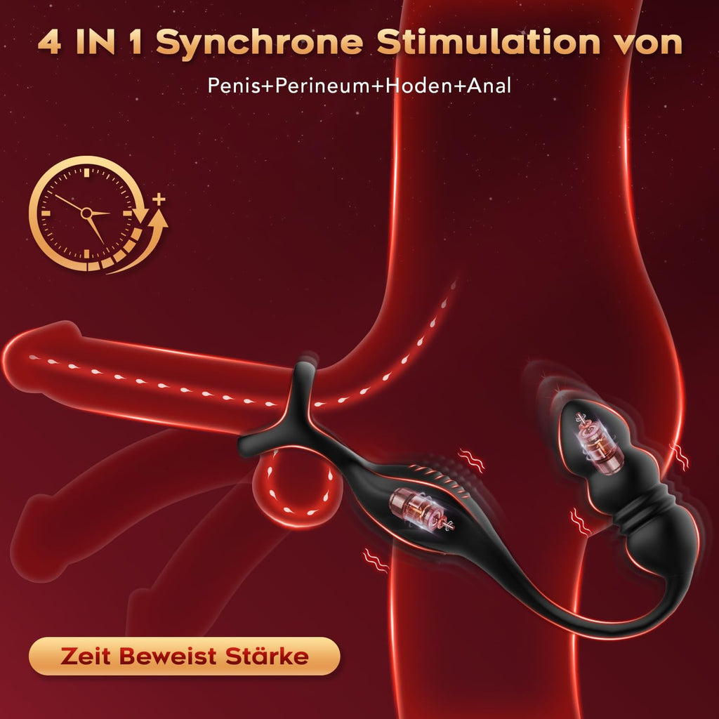 Anal Vibrator Prostata Stimulation Männer mit Penisring Sex Spielzeug für die Männer Anal Dildo Analplug Analvibratoren für Mann Anal Plug Vibratoren für Männer mit 9 Vibrationsmodi Sex Toys