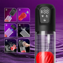 Laden Sie das Bild in den Galerie-Viewer, 5 Saugen 7 Vibrationsgurte mit 2 Peniskondome Penispumpe
