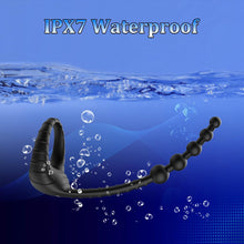 Laden Sie das Bild in den Galerie-Viewer, 3-in-1 Lustmeister Penisring Analperlen Butt Plug mit 10 Vibration