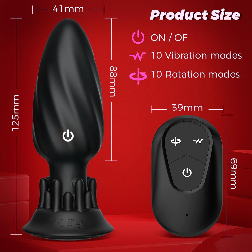 Analvibratoren für Man, Prostata Stimulation Männer Analplug Sex Spielzeug für die Männer mit 10 Vibrationen und 10 Rotationsmodi Fernbedienung Anal Plug Dildo für Paare Buttplug Sexspielzeug